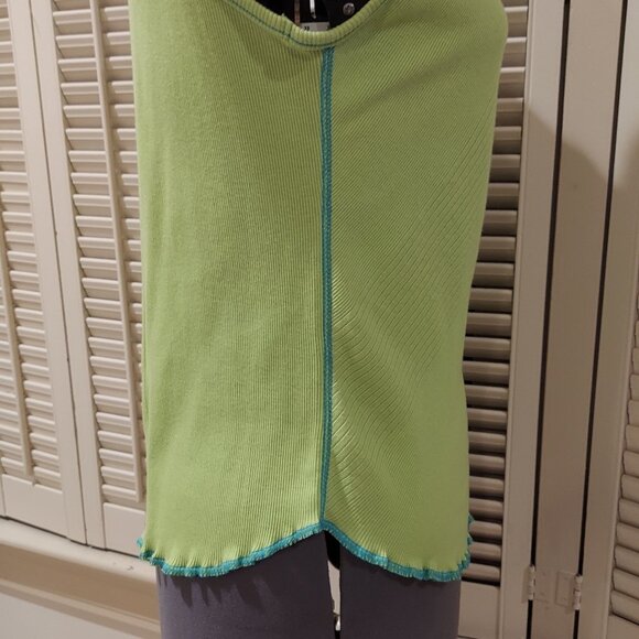 Lime Green & Turquoise Tank Top FDJ French Dressing Size M - Picture 3 of 5